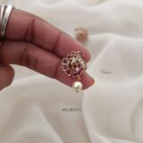 Ruby and White Peacock Earrings