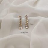 White Stone Thin Matte Earrings