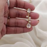 White Stone Thin Matte Earrings