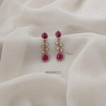 Ruby and White Matte Earrings