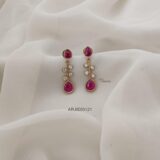 Ruby and White Matte Earrings