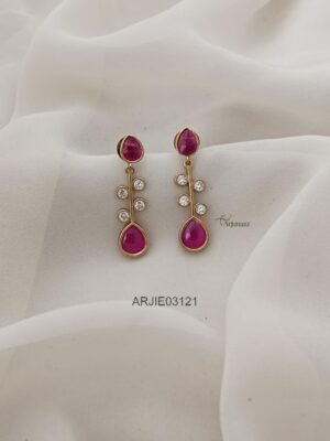 Ruby and White Matte Earrings