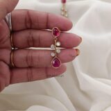 Ruby and White Matte Earrings
