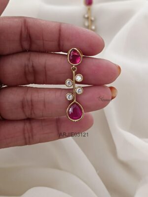 Ruby and White Matte Earrings