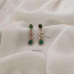 Green and White Matte Earrings
