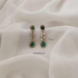 Green and White Matte Earrings