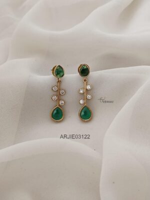 Green and White Matte Earrings