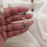 Green and White Matte Earrings