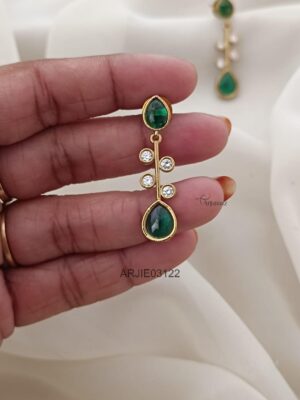 Green and White Matte Earrings