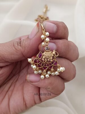 Elephant Ruby Hook Drop Earrings