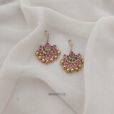 Ruby and Green Gold Beads Hook Drop Earrings