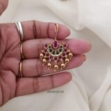 Ruby and Green Gold Beads Hook Drop Earrings