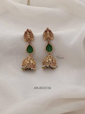 Lakshmi Green Beaded Earrings