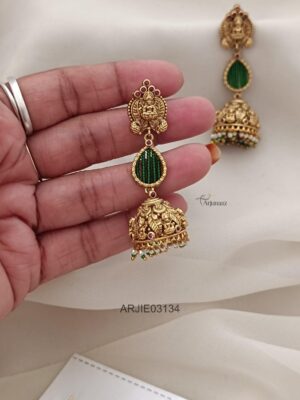 Lakshmi Green Beaded Earrings