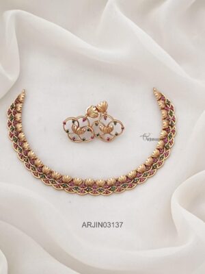 Lotus Ruby and Emerald Necklace