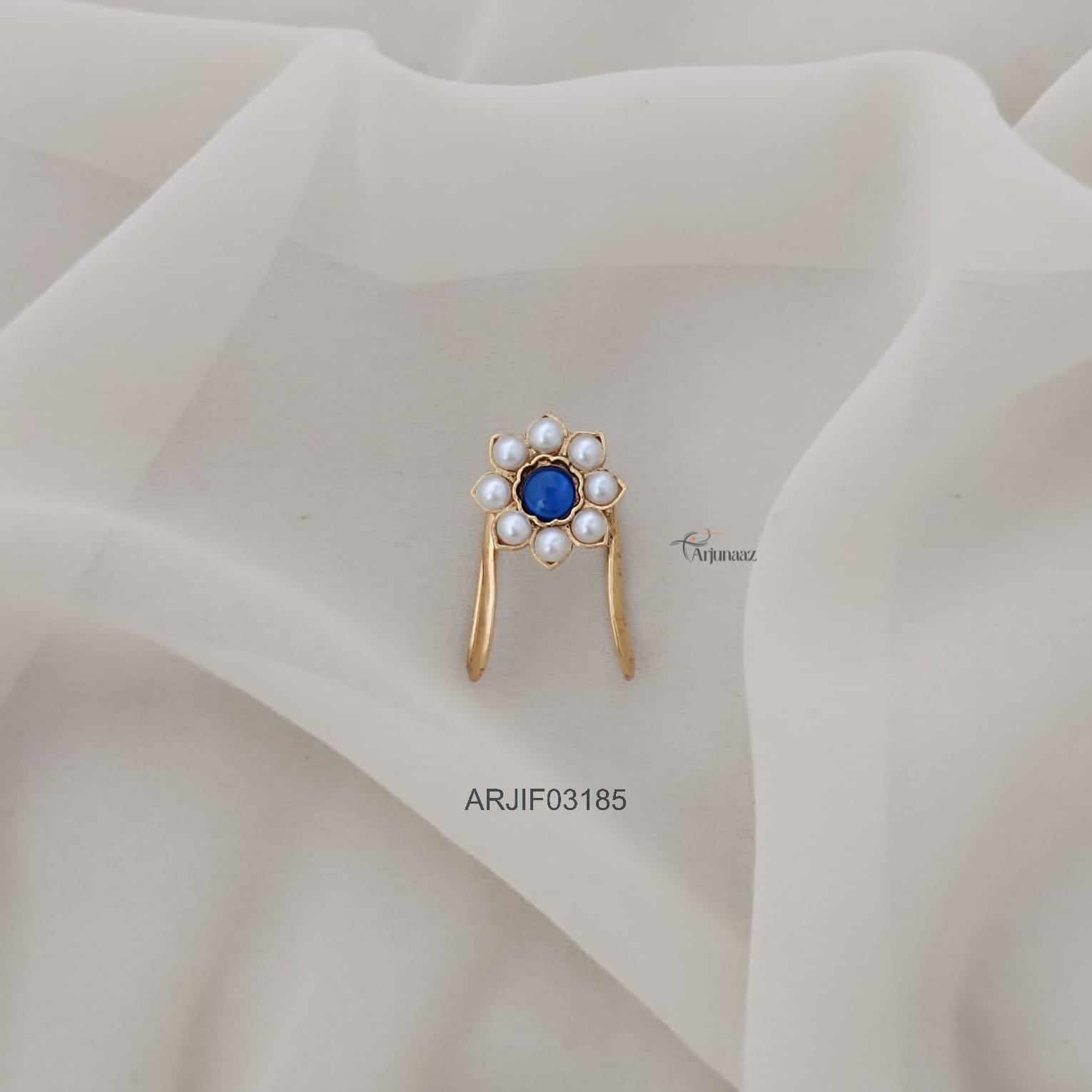 Pearl and Blue Stone Finger Ring Pearl and Blue Stone Finger Ring