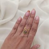 Antique Lotus Ruby and Green Vanki Ring
