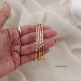 (2.10) Size Gold Finish White Stone Bangles