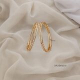 (2.10) Size Gold Finish White Stone Bangles
