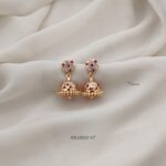 Ruby and White Stone Screw Back Jhumkas