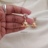 Ruby and White Stone Screw Back Jhumkas