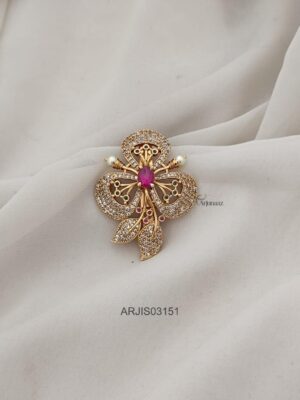Floral CZ Stone Saree Pin ARJIS03151