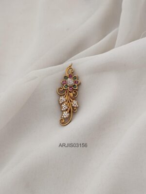 Floral Design Mutli Stone Saree Pin ARJIS03156
