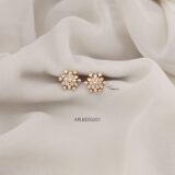 White Stone Floral Ear Studs ARJIE03201