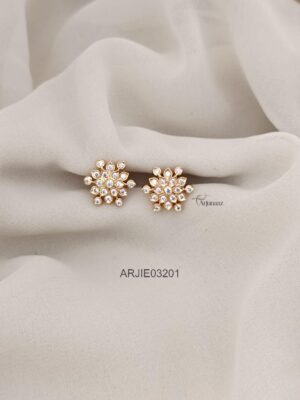 White Stone Floral Ear Studs ARJIE03201