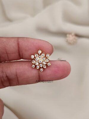White Stone Floral Ear Studs ARJIE03201