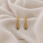 Emerald Peacock Leather Earrings