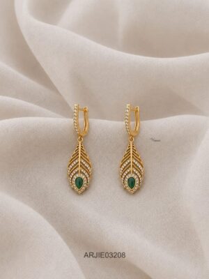 Emerald Peacock Leather Earrings