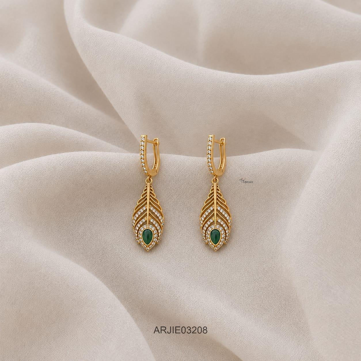 Emerald Peacock Leather Earrings Emerald Peacock Leather Earrings