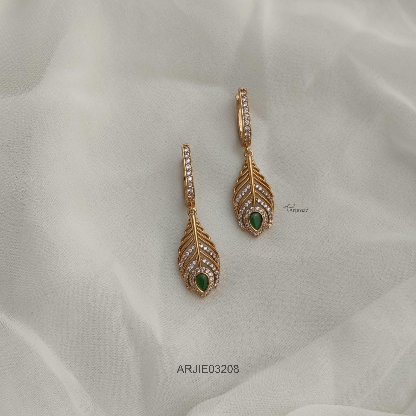 Emerald Peacock Feather Earrings Emerald Peacock Feather Earrings