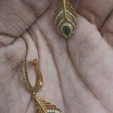 Emerald Peacock Leather Earrings