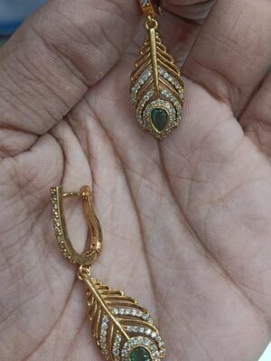 Emerald Peacock Leather Earrings