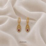Ruby Peacock Leather Earrings
