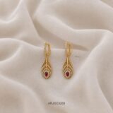 Ruby Peacock Leather Earrings