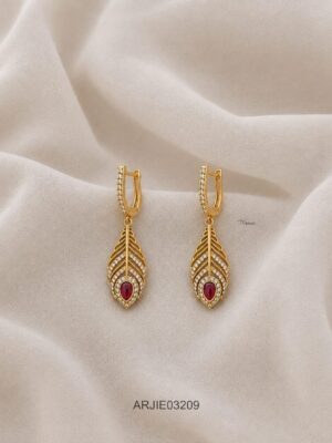 Ruby Peacock Leather Earrings