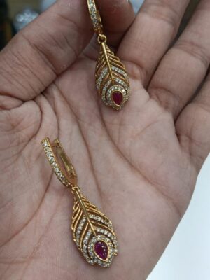 Ruby Peacock Leather Earrings