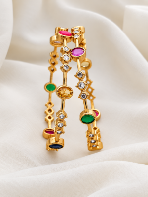(2.10)Size Multi Color CZ Stone Bangles