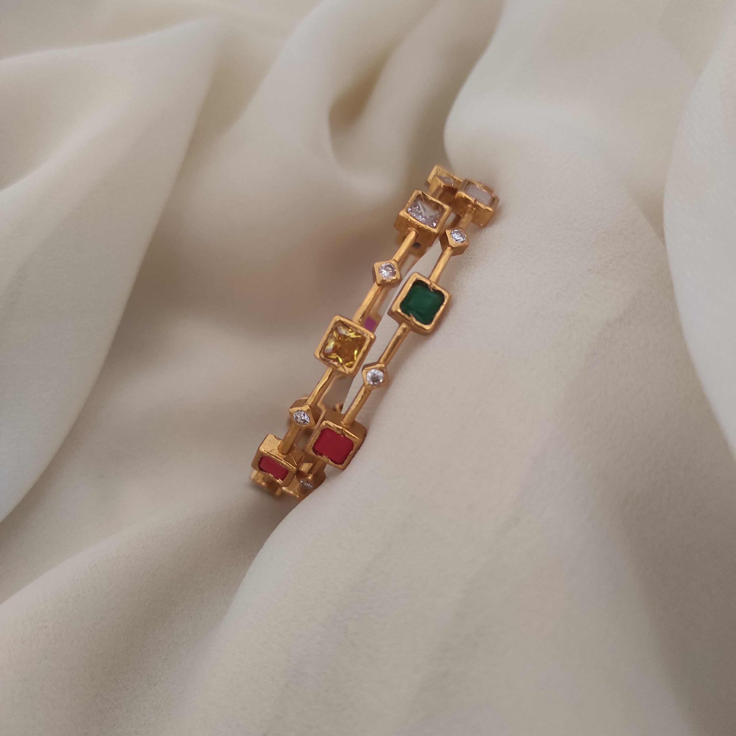 (2.10)Size Square Navarathna Stone Bangles (2) (2.10)Size Square Navarathna Stone Bangles