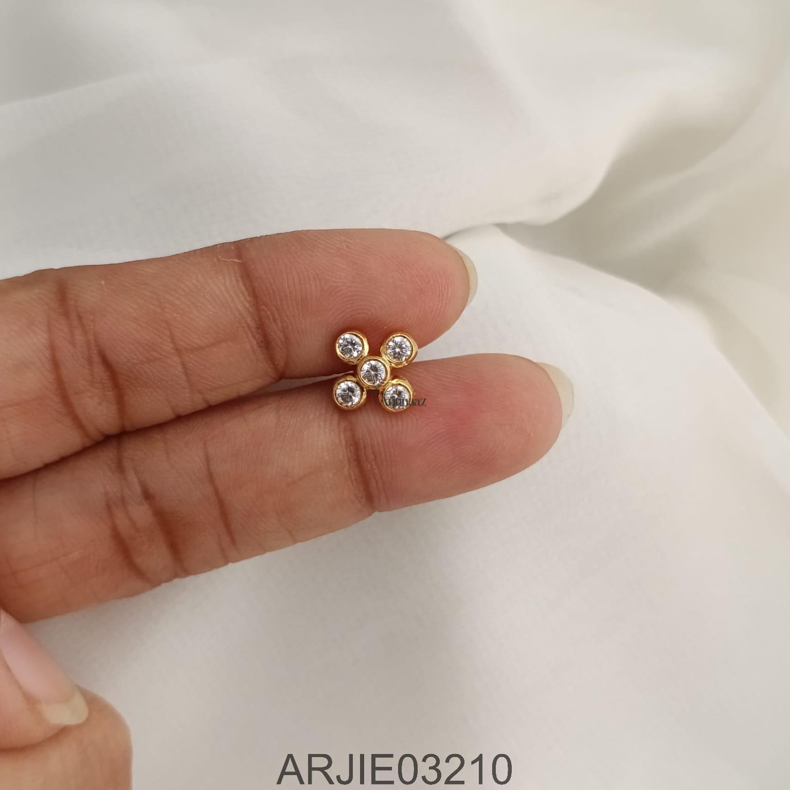 5 White Stone Screw Back Earrings ARJIE03210 (1) 5 White Stone Screw Back Earrings ARJIE03210