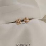White and Green 5 Stone Screw Back Earring