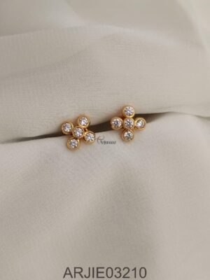 White and Green 5 Stone Screw Back Earring