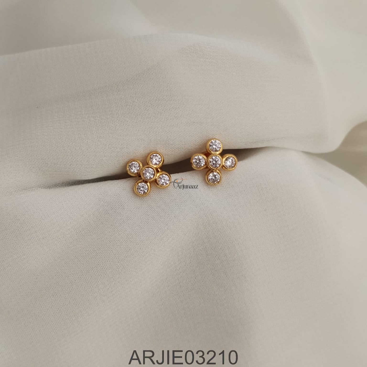 5 White Stone Screw Back Earrings ARJIE03210 (2) White and Green 5 Stone Screw Back Earring