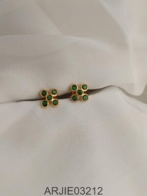 Green 5 Stone Screw Back Earrings ARJIE03212