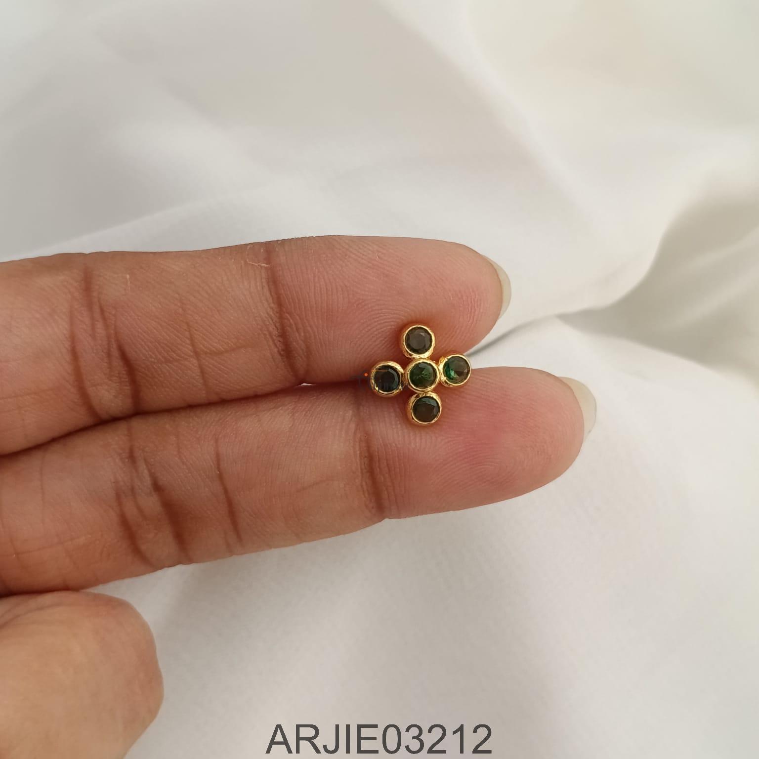 Green 5 Stone Screw Back Earrings ARJIE03212 (2) Green 5 Stone Screw Back Earrings ARJIE03212