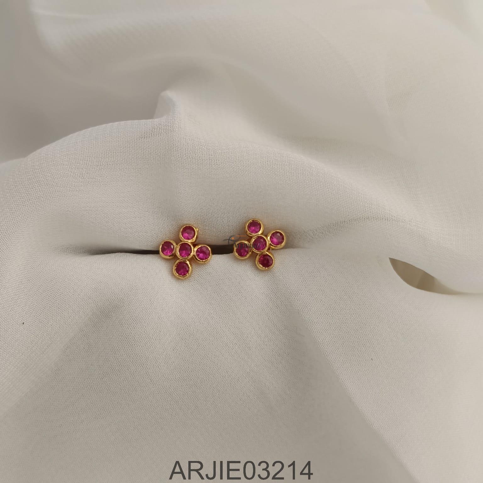 Ruby 5 Stone Screw Back Earrings ARJIE03214 (1) Ruby 5 Stone Screw Back Earrings ARJIE03214