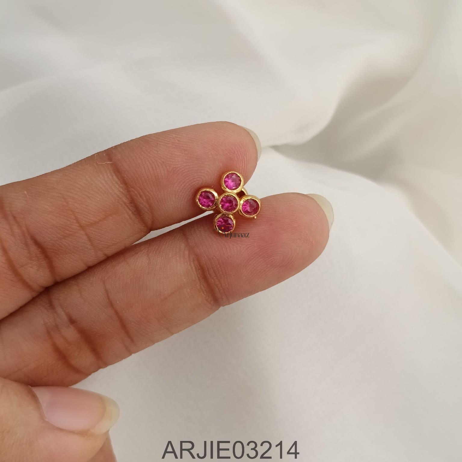Ruby 5 Stone Screw Back Earrings ARJIE03214 (2) Ruby 5 Stone Screw Back Earrings ARJIE03214